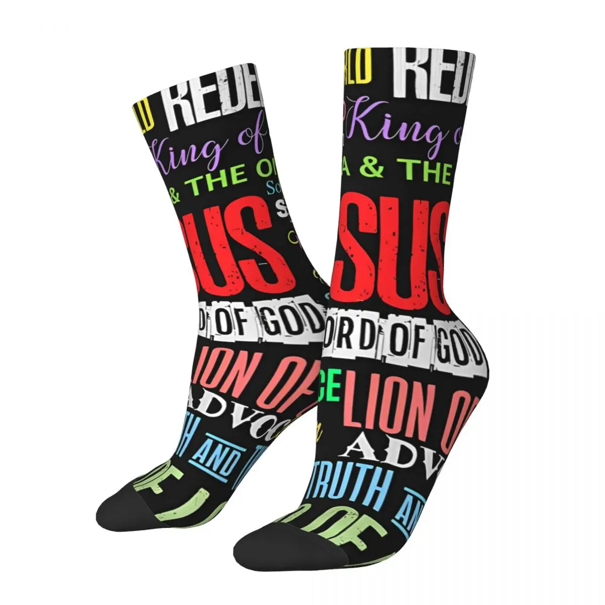 

Funny Happy Cool Men's Socks Vintage Harajuku J-Jesus Hip Hop Novelty Pattern Crew Crazy Sock Gift Printed