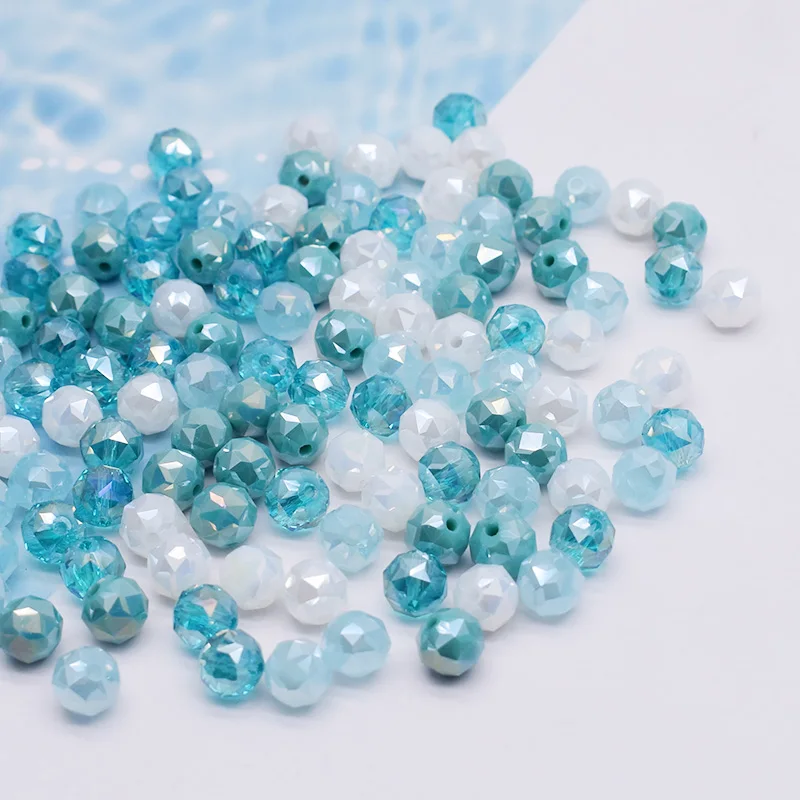 New Color 8mm 30pcs Multi Cutting Surface Flower Ball Crystal Glass Beads Faceted Round Ball Loose Beads For Jewelry Making DIY