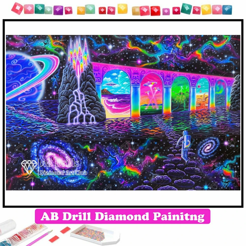 

Cosmic Trip 5D AB Diamond Painting Embroidery Cartoon Space Astronaut Cross Stitch Mosaic Handicraft Pictures Craft Home Decor