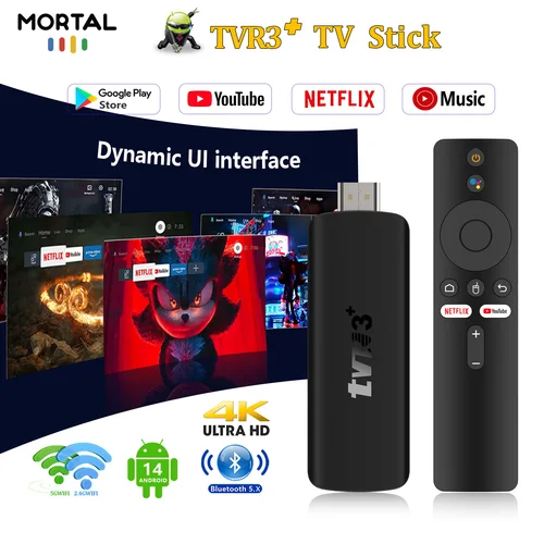 RK3518 TV Stick Android 14.0 Rockchip Quad Core Interfaz de usuario dual 4K HDR Wifi6 BT5.0+ Asistente de voz Reproductor multimedia Smart TV Box