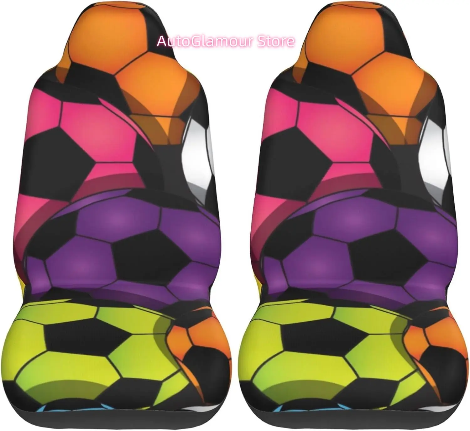 Colorful Soccer Balls Fashionable and Durable Car Seat Covers in Two Sets, Protecting The Car Seats