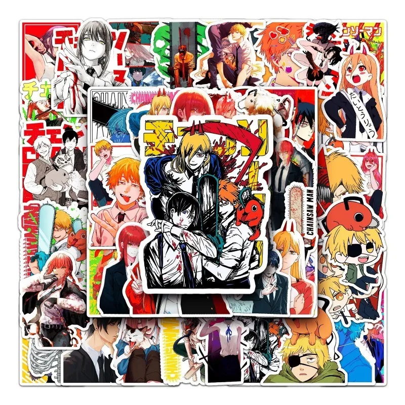 ملصقات كرتونية لرجل المنشار Pochita Anime ملصق شخصية دفتر وكوب ماء ملصقات زخرفية لوازم فنية هدية للحفلات