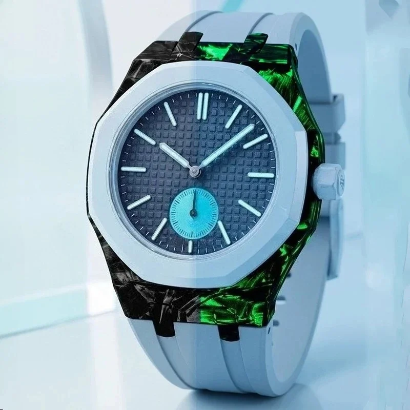 Luminous Luxury Carbon Fiber Mod kit Case For Swatch PocketWatch Strap Changer To Wristwatch Accessories Bracelet Rubber Band