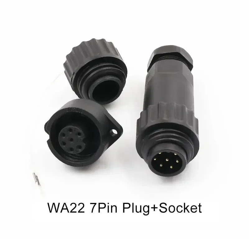 WA22 4Pin Screwing Wire Plug Socket Waterproof IP67 7Pin Male Female Soldering Cable Connector Industrial Grade Aviation Plugs