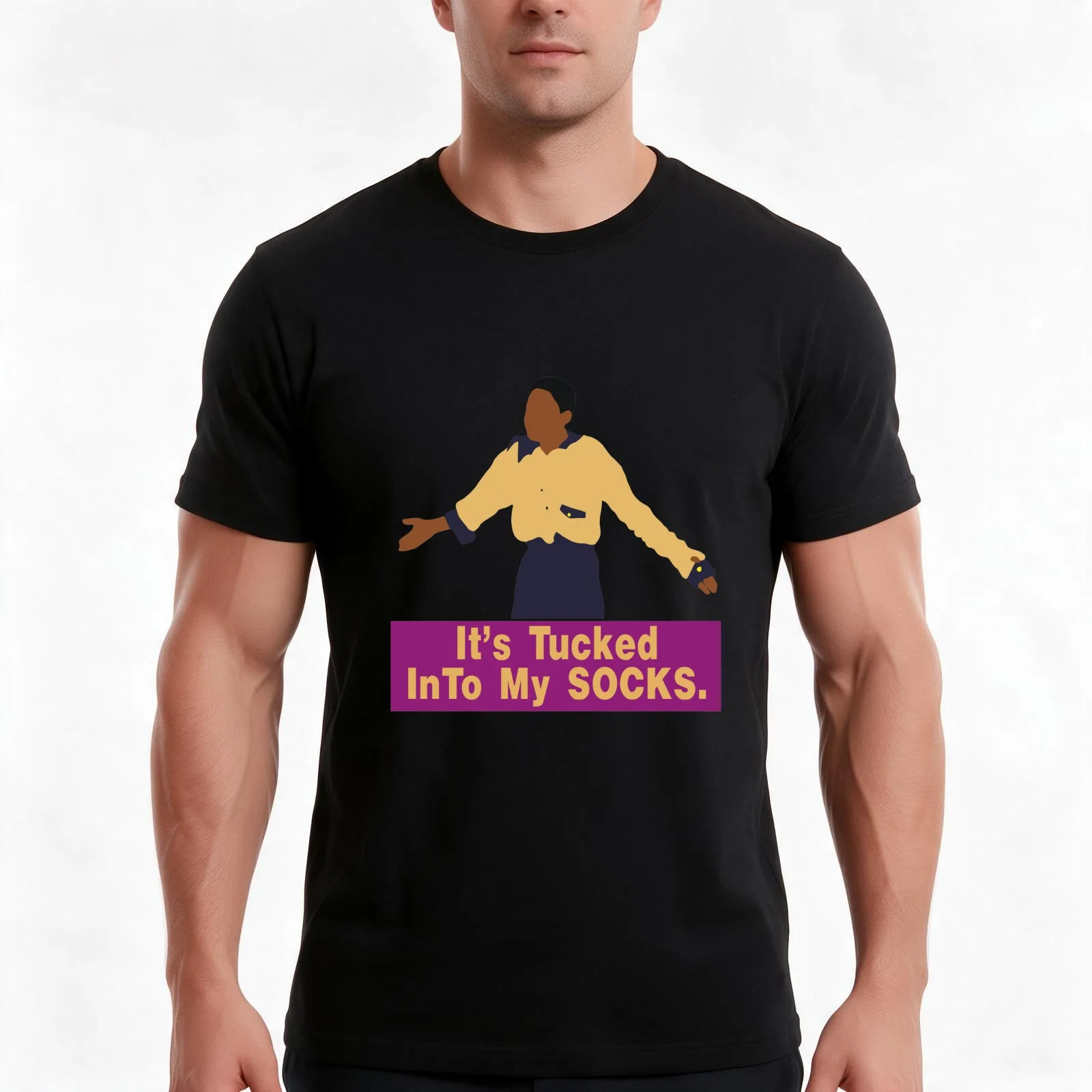 It's Tucked Into My socks T-Shirt, Summer Casual Cotton Tee, Oversized Streetwear Tops, Vintage Graphic Print, Unisex Men Women