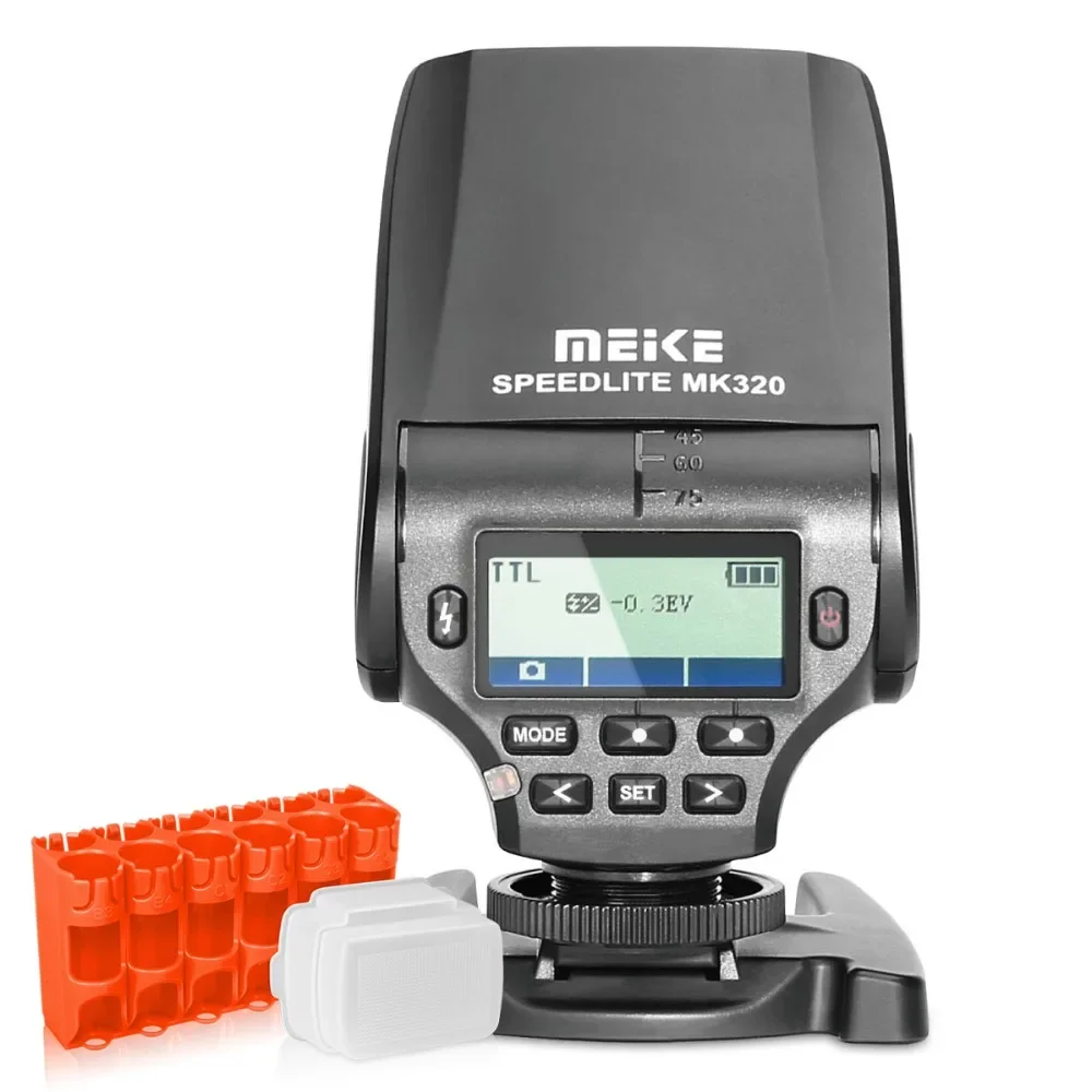 

MEIKE MK320 Speedlite Flash TTL For Canon /Nikon/Sony/fujifilm/Panasonic Lumix Cameras