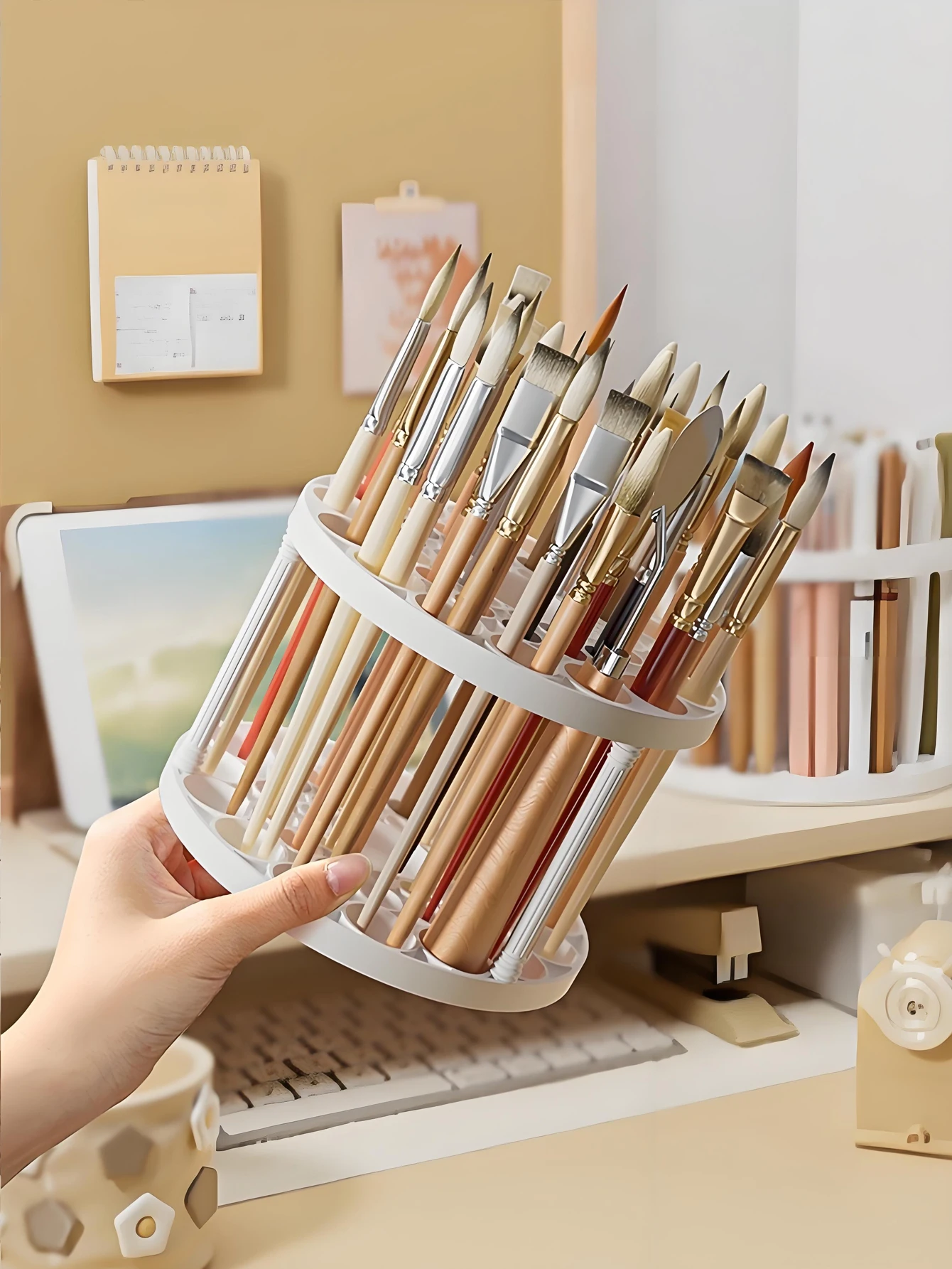 1/2 قطعة تخزين سطح المكتب 48 فتحة رف تخزين متعدد الأغراض مناسب لقلم أحمر الشفاه لفرشاة التجميل