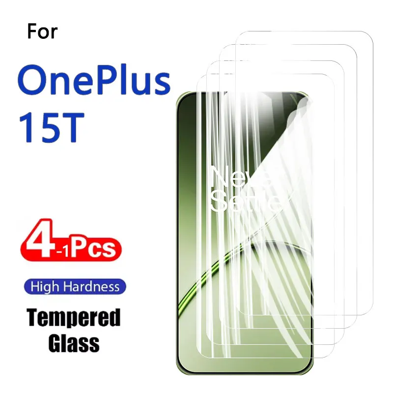 

1-4 шт. защитных пленок для экрана OnePlus 15T 15 T 1+ из закаленного стекла 9H, кристально чистые, с высоким содержанием алюминия, устойчивые к царапинам, совместимые с чехлами, с поддержкой отпечатков пальцев