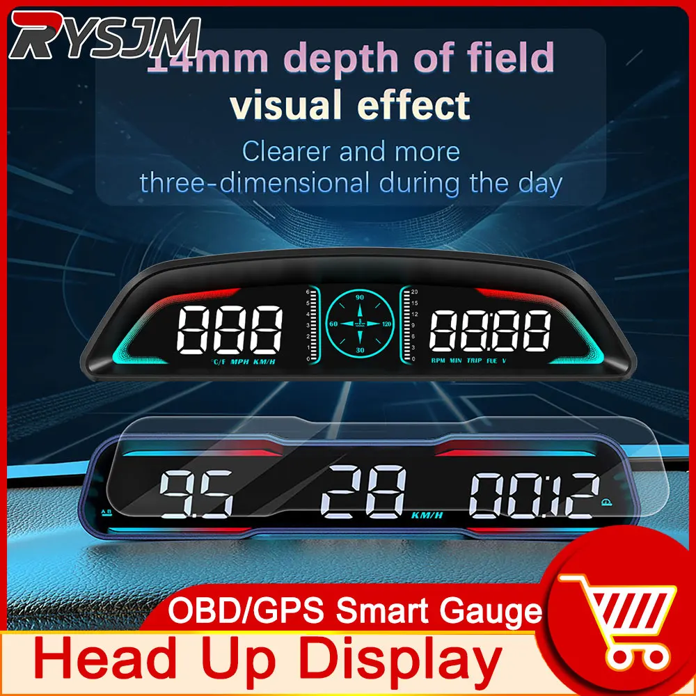 B3 OBD HUD G19 GPS HUD Car Head Up Display Universal Digital Speedometer LCD Car Speed Meter With Alarm KM/H MPH Tachometer