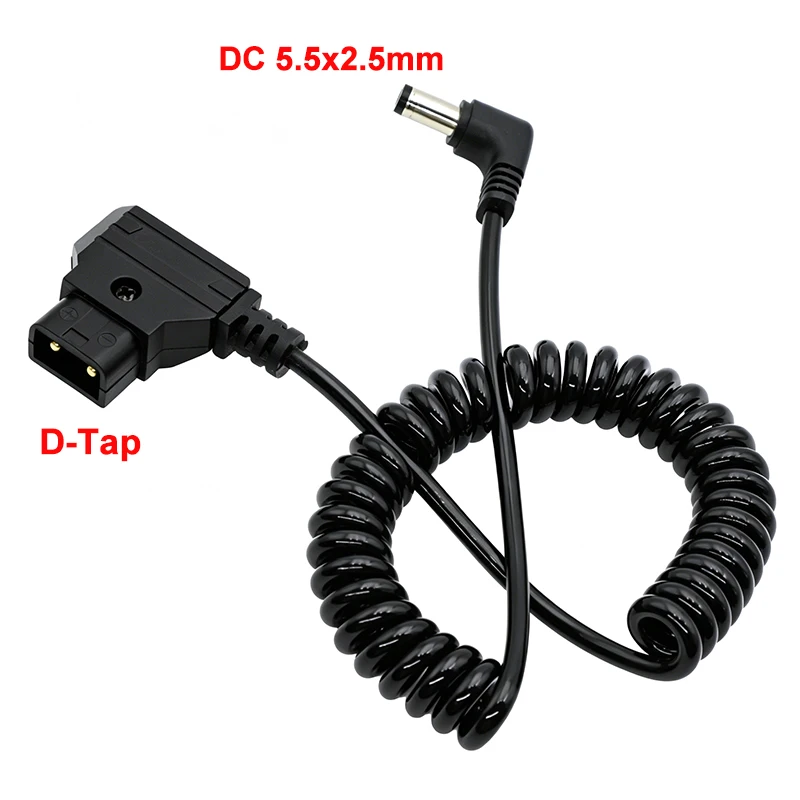 Power Cable D-Tap Male to Right Angle DC 5.5x2.5mm Cable for DSLR Rig Power V-Mount Anton, DTAP-B Port Camera Monitor Cord