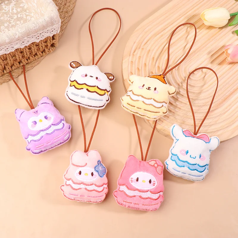 Гамбургер Sanrios, скрипучая плюшевая кукла, брелок с именем ребенка, брелок для ключей, сумка, подвеска, украшение для подарков для детей