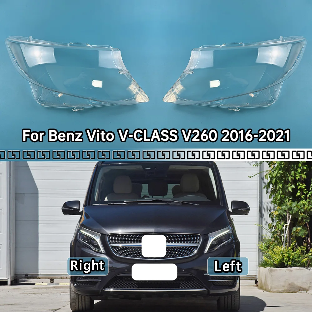 

For Mercedes-Benz Vito V-CLASS V260 2016-2021 Front Headlight Cover Transparent Lampshade Lamp Shell Masks Plexiglass