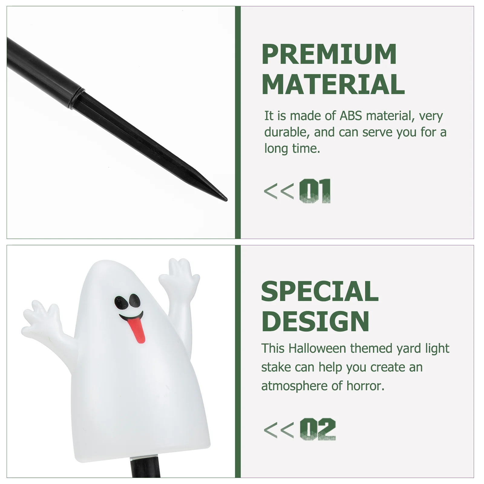 5 Pcs Ghost Light accessori delicati picchetti da giardino decorazioni di Halloween il segno oggetti di scena per prato all'aperto segni da giardino Festival Abs