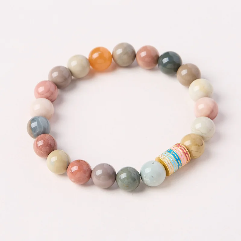 

Натуральный агатовый камень Alashan, 8 мм, цветной нефрит, пять нитей, простой браслет высокого класса