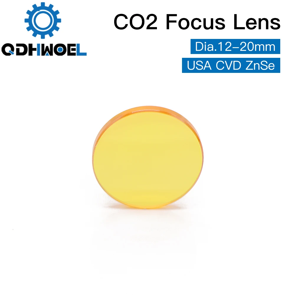 QDHWOEL Focus Lens USA CVD ZnSe dia 12 15 18 19.05 20 FL 38.1 50.8 63.5 76.2 101.6 127mm for CO2 Laser Engraving Cutting Machine