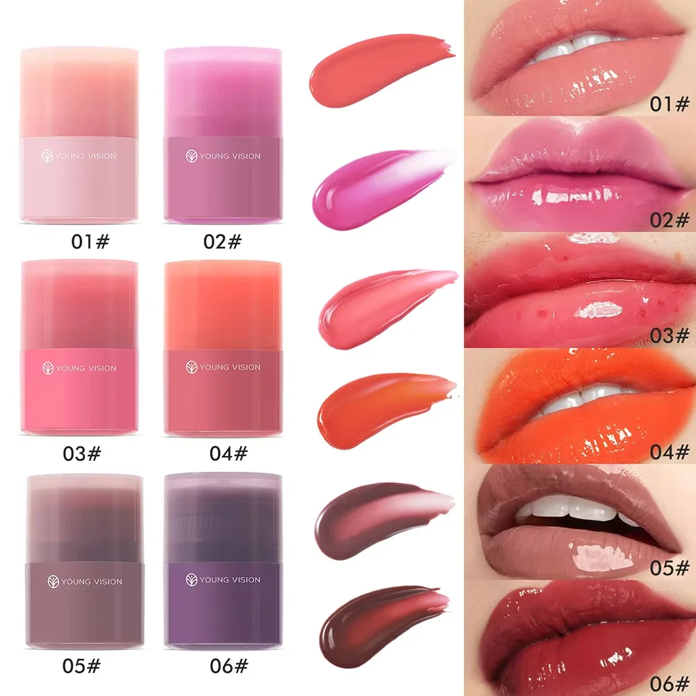 ملمع شفاه جيلي مثل بلسم الشفاه المرطب خفيف الوزن، ملمع شفاه صلب بلون الخوخ، نسخة شفافة أساسية للمكياج