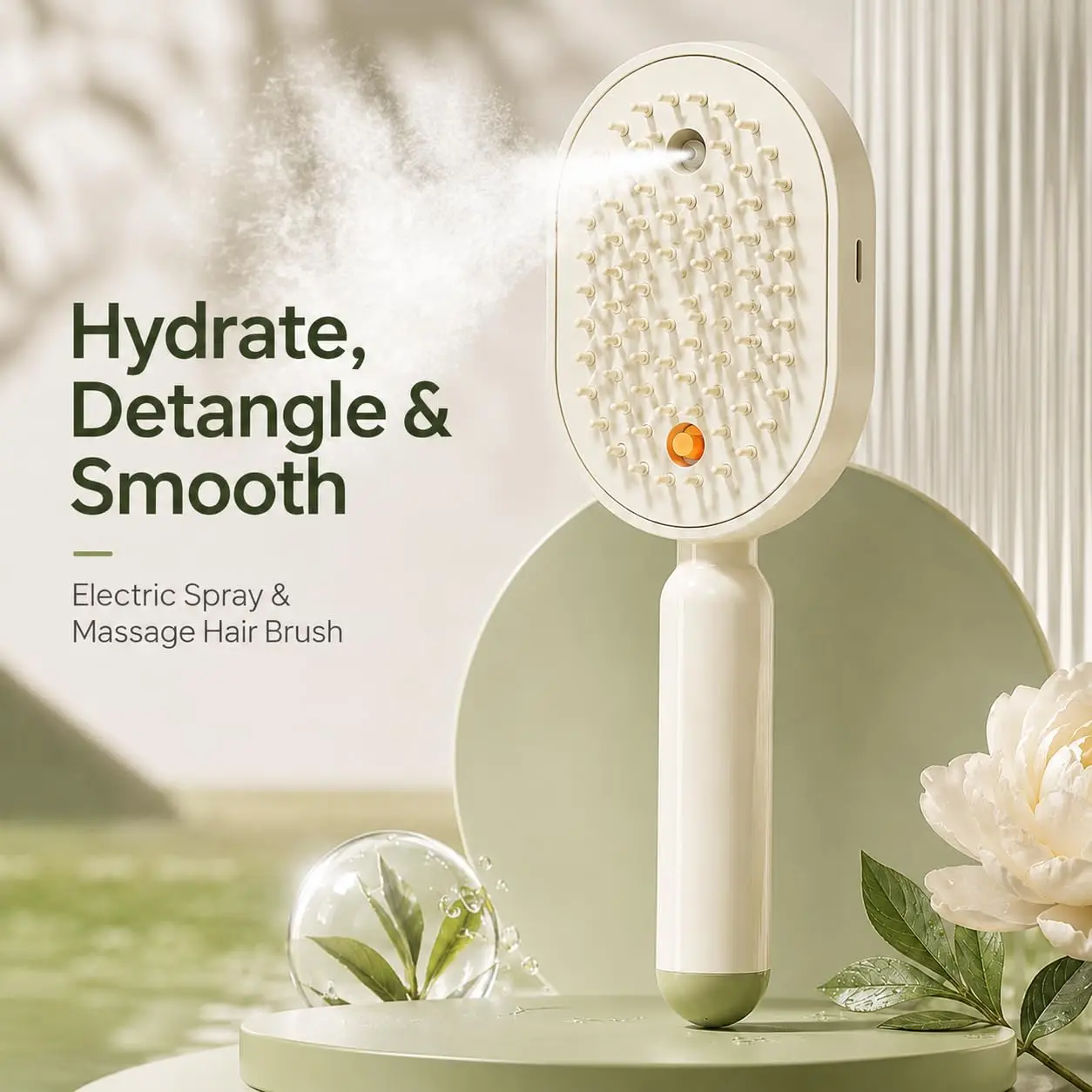 3 In 1 Rechargeable Electric Spray Massage Comb Soft-Touch Bristles Self-Cleaning Steam Essential Oil Hair Brush Massager Comb