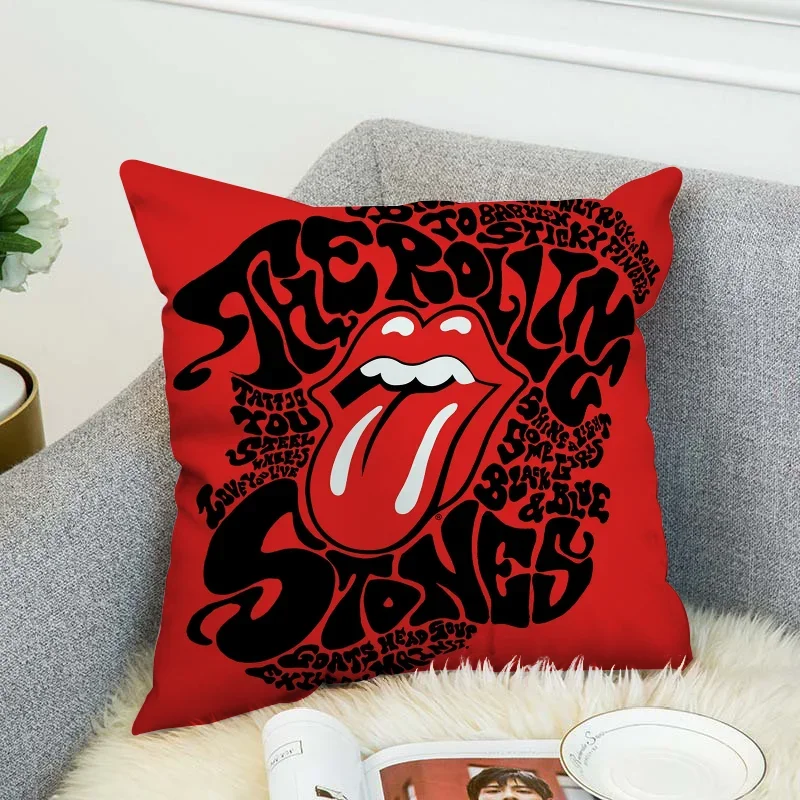 R-rolling Stones Decorative Cushion Covers for Bed Pillows Body Pillow Cover 40x40 Car Decoration Pillowcases 50x50 Pilow Cases