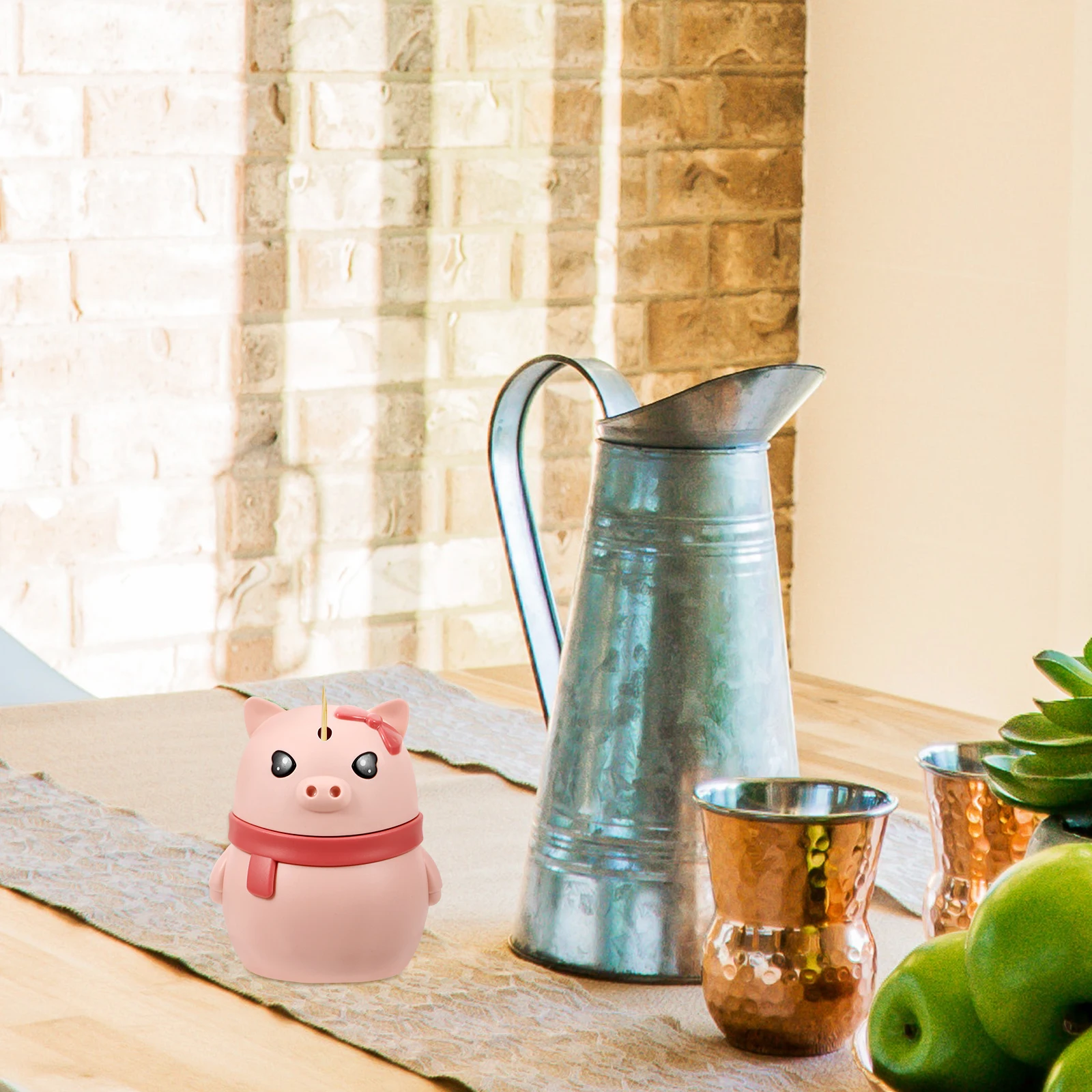 

Pig Shape Toothpick Holder Pink Plastic Storage Box Pop-Up Automatic 150 Capacity Home Cafe Restaurant Decor Pink Toothpick Box