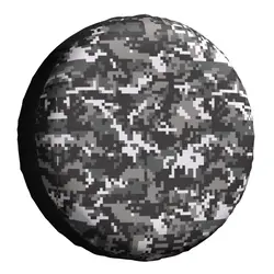 Custom Black And Gray Digital Military Camouflage Spare Tire Cover Bag for Jeep Honda Army Camo Car Wheel Covers