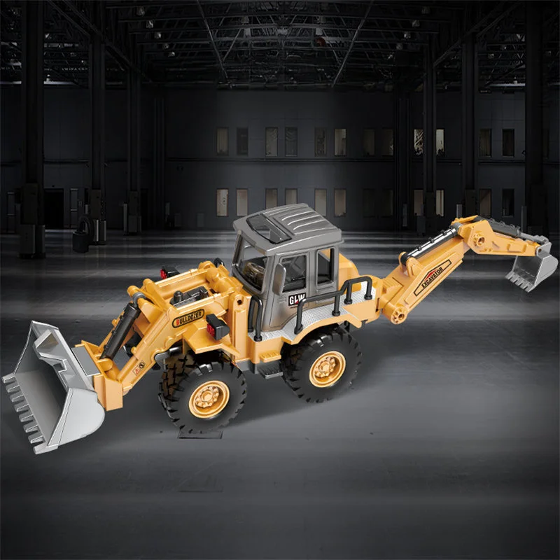 Inertia alloy head dual function bulldozer excavator engineering vehicle sliding model children toy Christmas and Halloween gift