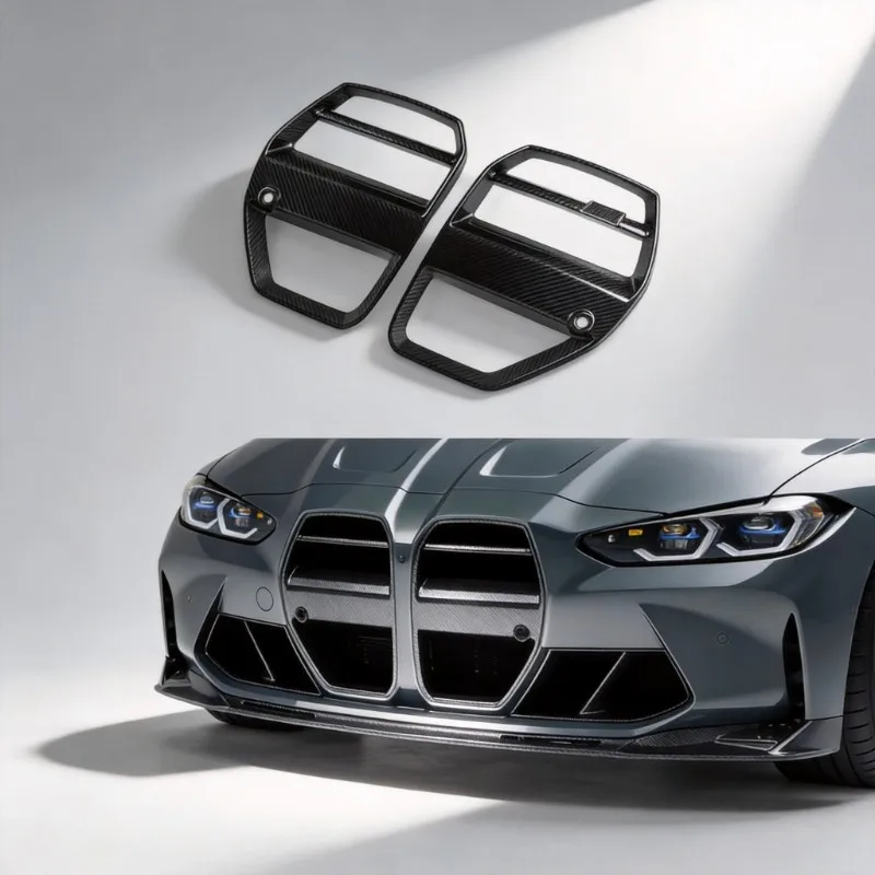 New Pure Dry Carbon V-Style Uto Parts Car Front Grill for BMW G80 G82 M3 M4 2021-2024 Front Bumper  Grille Frame Trim