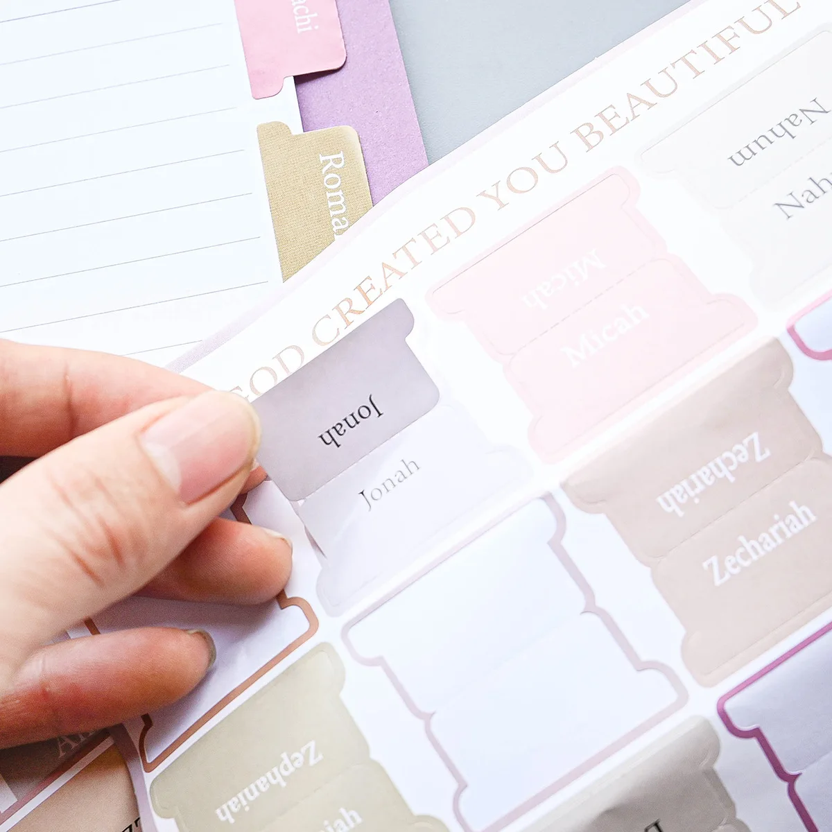 6 folhas (90 peças) abas da bíblia, impressão grande e fácil de ler, suprimentos para diário da bíblia, etiqueta autoadesiva, papelaria