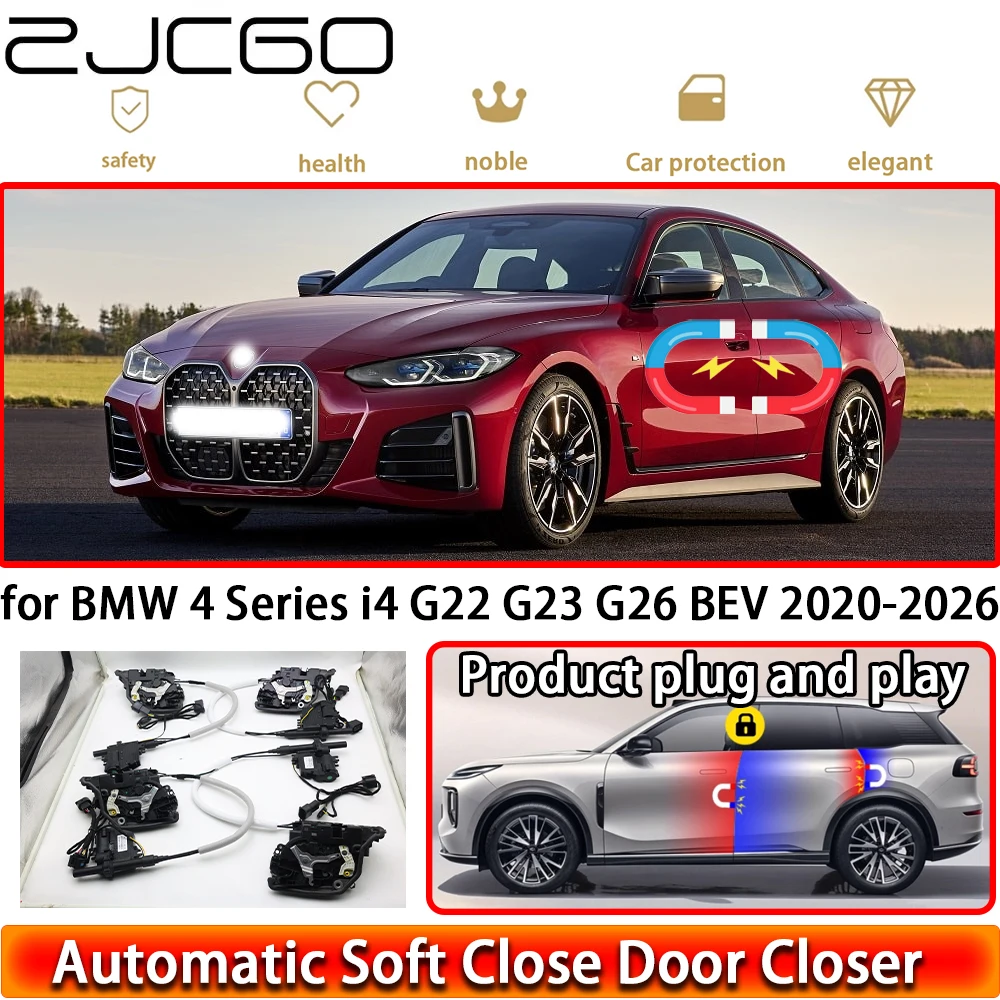

ZJCGO for BMW 4 Series i4 G22 G23 G26 BEV 2020-2026 OEM Soft Close Door Kit Power Closing Latch System Auto Pull Door Easy Close