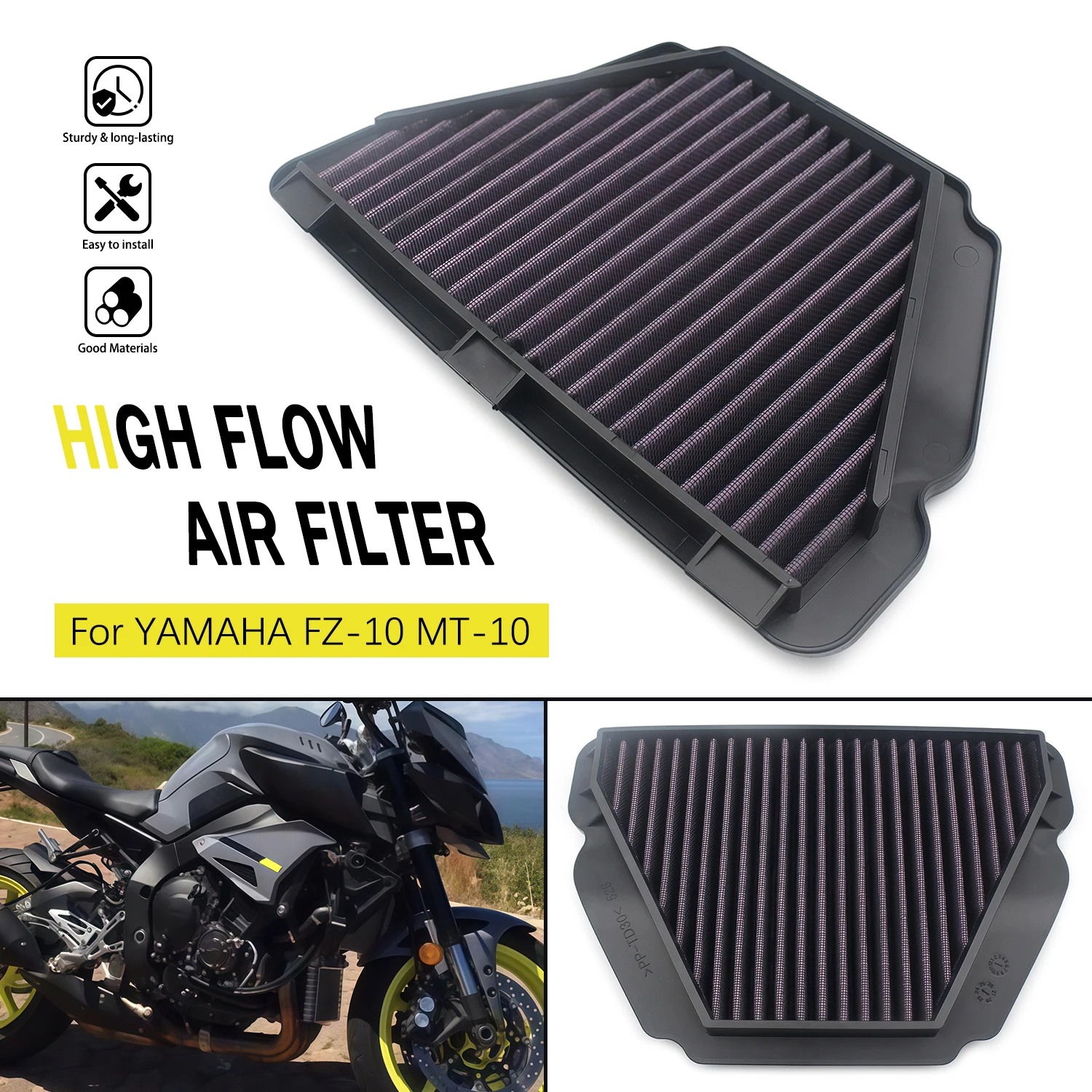 

For Yamaha FZ10 MT-10 YZF R1 YZF R1M 2015-2019 YZF R1S 2016-2018 Air Filter Cleaner Element 2CR-14451-00-00 Accessories Moto