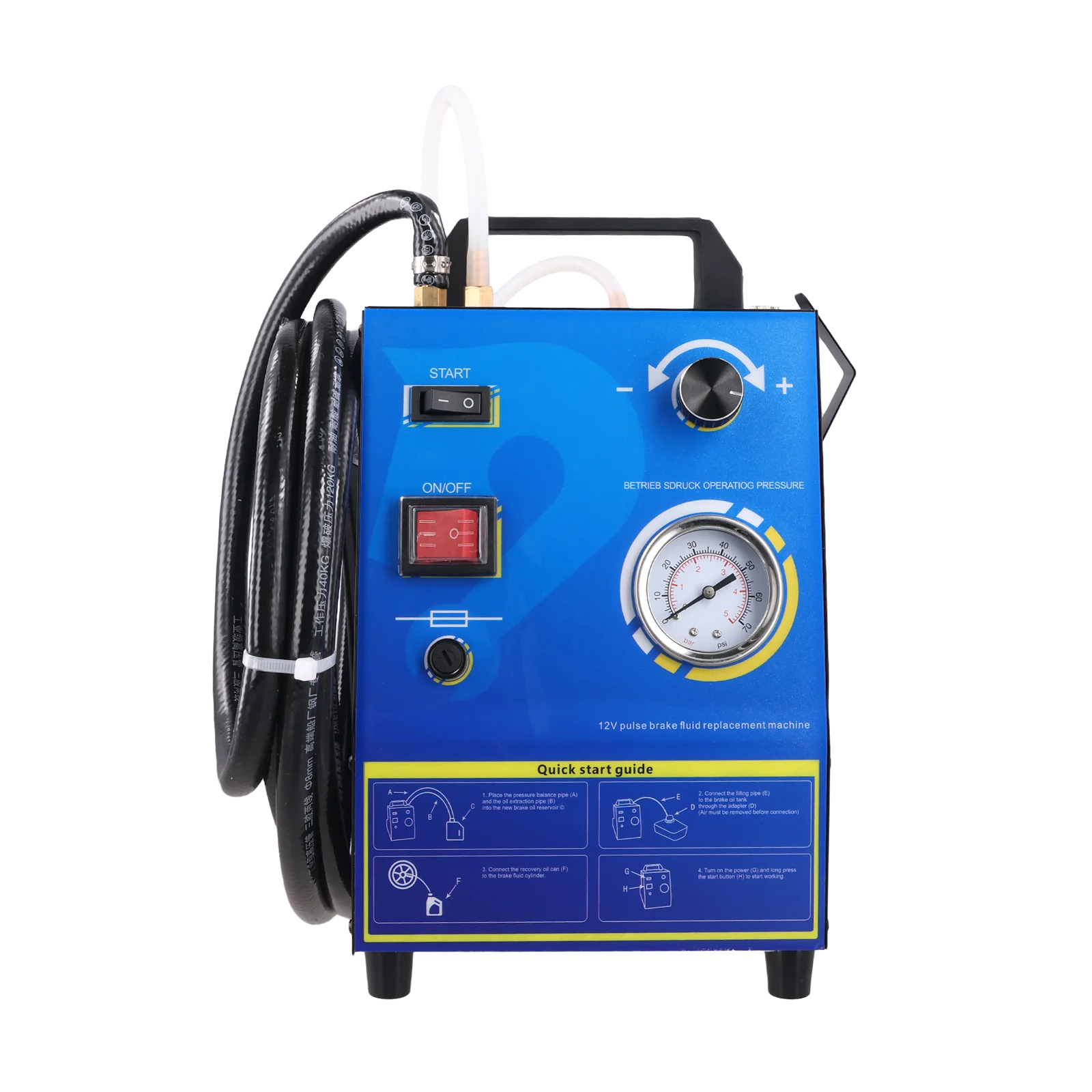 Podofo Elektrisches Bremsflüssigkeits-Entlüftungsgerät 12V Bremsflüssigkeits-Wechselmaschine Vakuum-Bremsdruckentlüfter Ein-Personen-Pneumatik-Flüssigkeitsabsaugwerkzeug Intelligente einstellbare