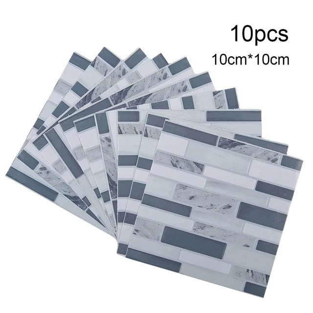 10x Self-Adhesive 3D-Mosaic Tile Sticker Kitchen Bathroom Wall Sticker For Home Bathroom Montage Decoration 10x10cm Epoxy 3