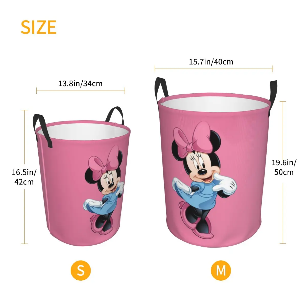 Custom Cartoon Mickey Mouse Minnie Laundry Basket Collapsible Disney Clothing Hamper Toys Organizer Storage Bins