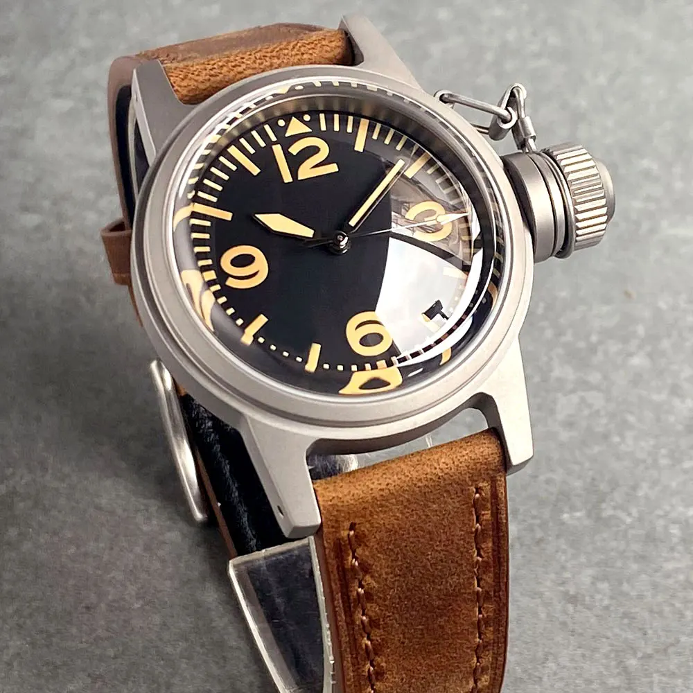 ساعة تاندوريو 36 ملم أوتوماتيكية للرجال مقببة كريستال الياقوت NH35 PT5000 تاريخ ساندبلاستيد مينا مضيئة 200 متر مقاومة للماء