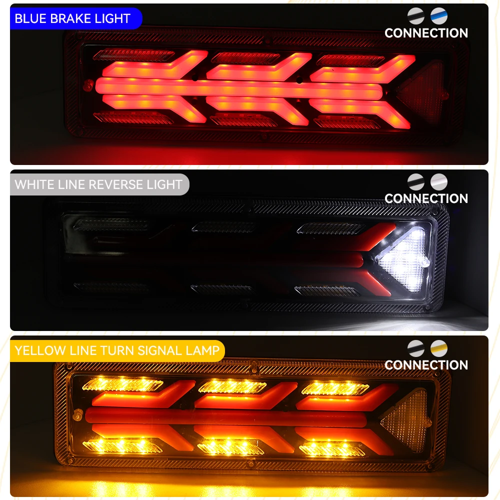 Lampu belakang truk LED sepasang, lampu ekor 12-24v sinyal belok, lampu rem belakang, lampu sinyal mundur, lampu Trailer, Lori, Bus, karavan, lampu peringatan