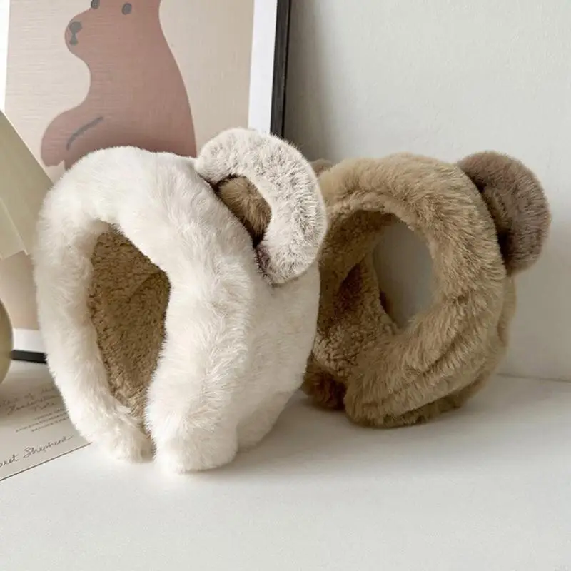 72XE Cartoon Bear Ear Muffs for Women and Kids Girls Boys Ear Warmer Headband