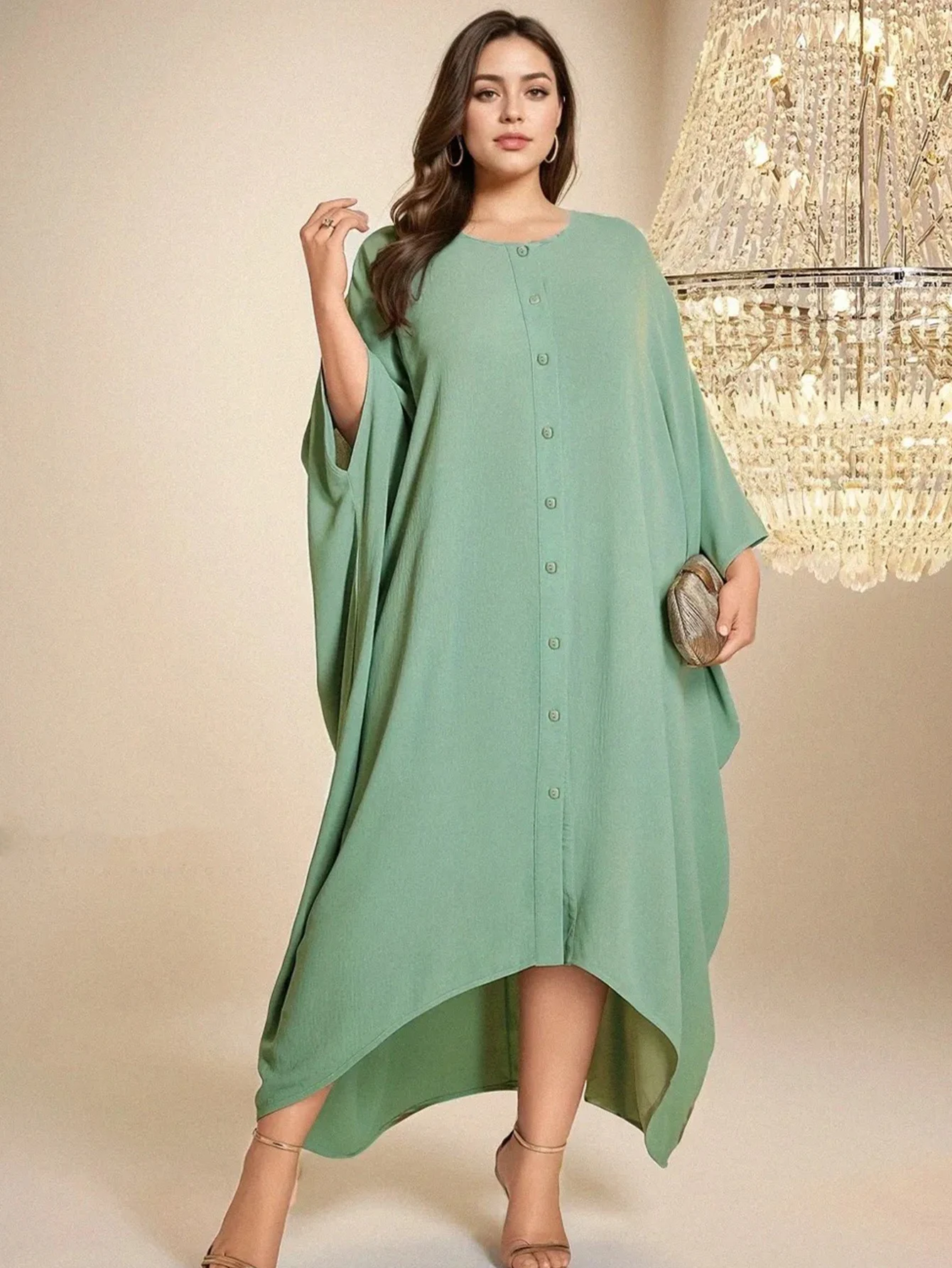 

solid-color button single-breasted loose and elegant Arabian burqa dress