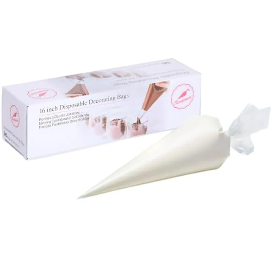 Piping Bag - Disposable Cake Decorating Bag, Pastry Bag 56 Count, 16 inch, Clear