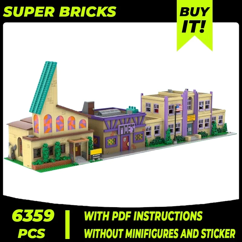 City Street View Model Moc Building Bricks Springfield Architecture Technology Modular Block Gift Christmas Toy DIY Set Assembly