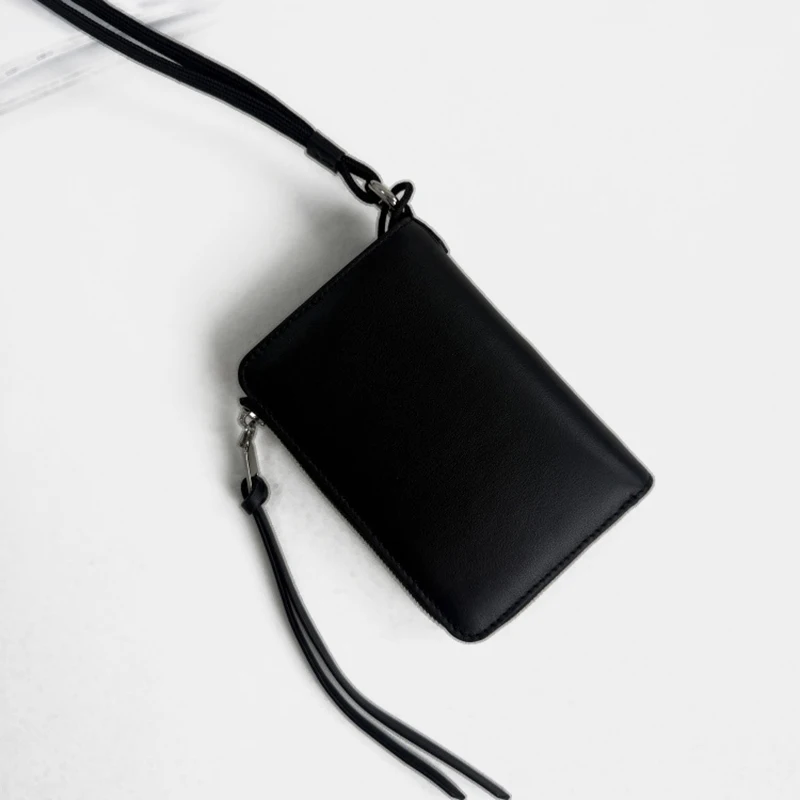 Minimalist Neck Phone Pouch Authentic Leather Card Organizer Travel Friendly Wallet Compact Carrier Women's wallet Bag for phone
