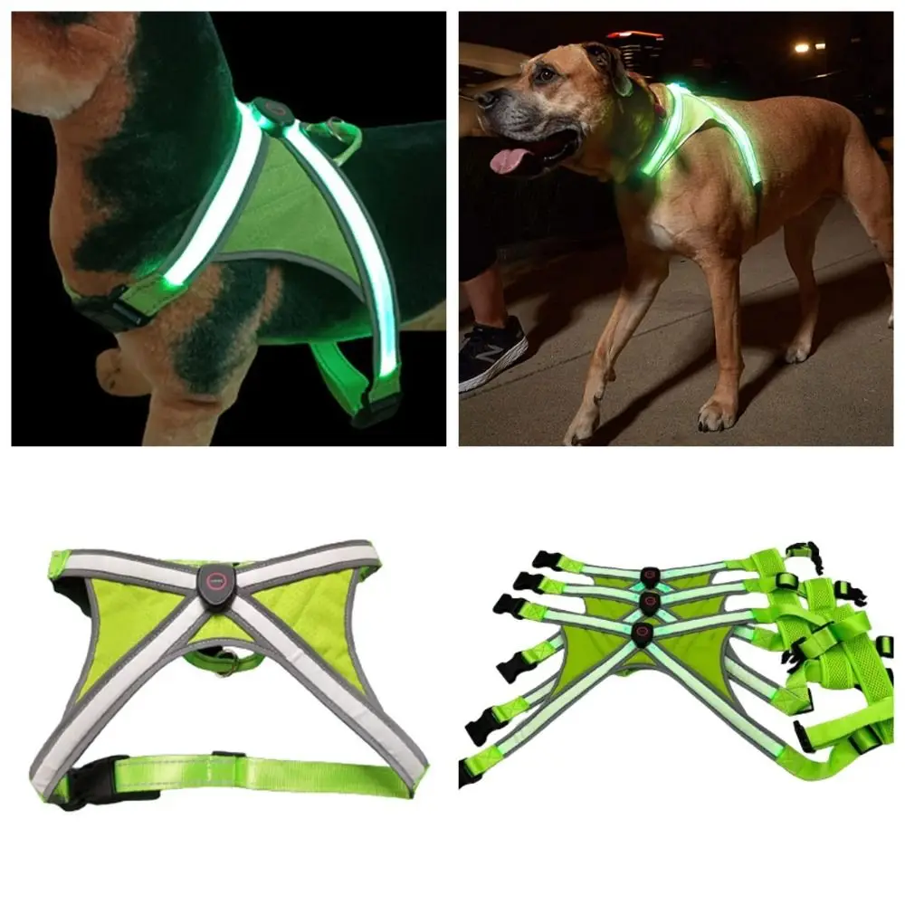 

Adjustable LED Light Up Dog Harness Glowing Soft Pet Harness Leash Breathable Enhance Visibility Pet Vest Harness