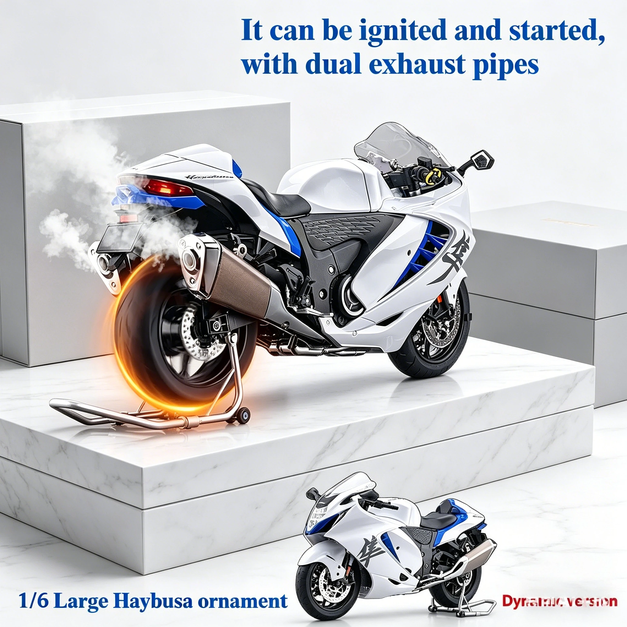 

Spray 1:6 Alloy Metal Diecast Motorcycle Model Dynamic Ornaments Sound And Light Gift Collection For SUZUKI HAYABUSA GSX-1300R