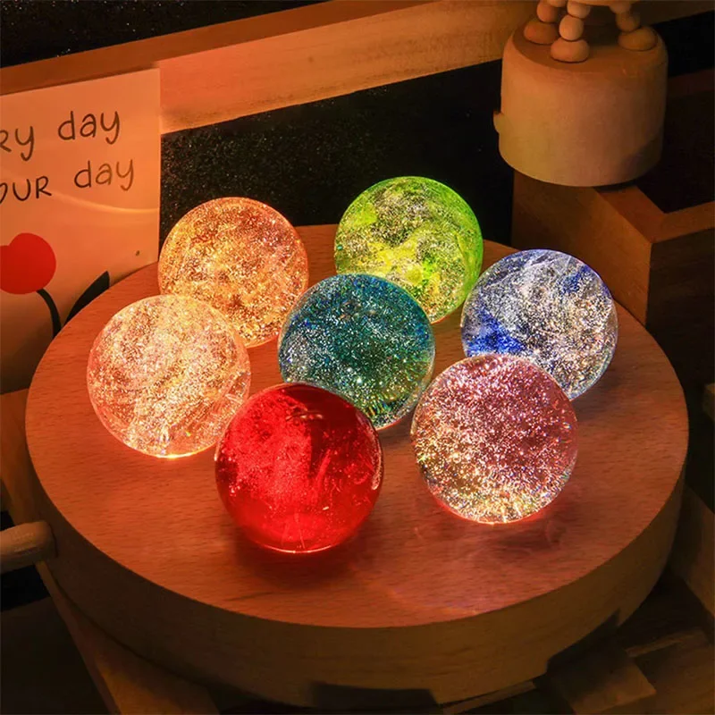 

7pcs/set Colorful Crystal Dragon Beads Ball with Light Stand Glaze Beads Glass Sphere Figurine Home Decor Birthday Gift Ornament