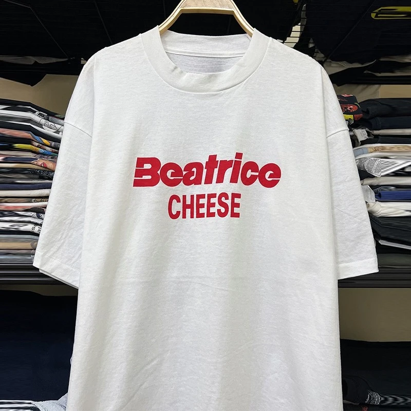 

Beatirce Cheese модная брендовая мужская летняя футболка с короткими рукавами и буквенным принтом в стиле хип-хоп, американская ретро футболка с пятью четвертью рукавами