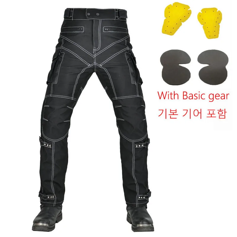 Adjustable Motorcycle Riding Anti-fall Pants Oldtown Cowboy Knight Jeans with Reflective Strips Multi-pocket Built-in Protection
