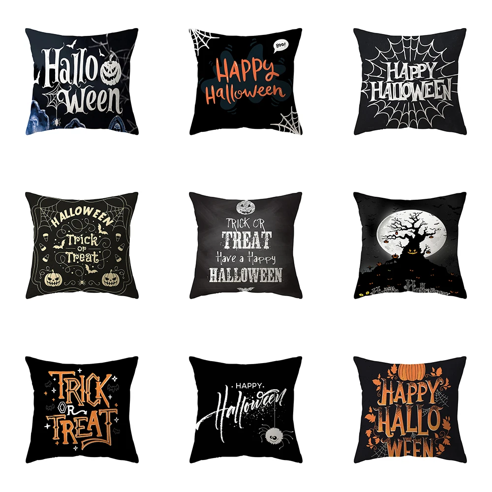 

Halloween Theme Pumpkin Spider Web Print Pattern Cushion Cover Home Living Room Sofa Decoration Square Pillow