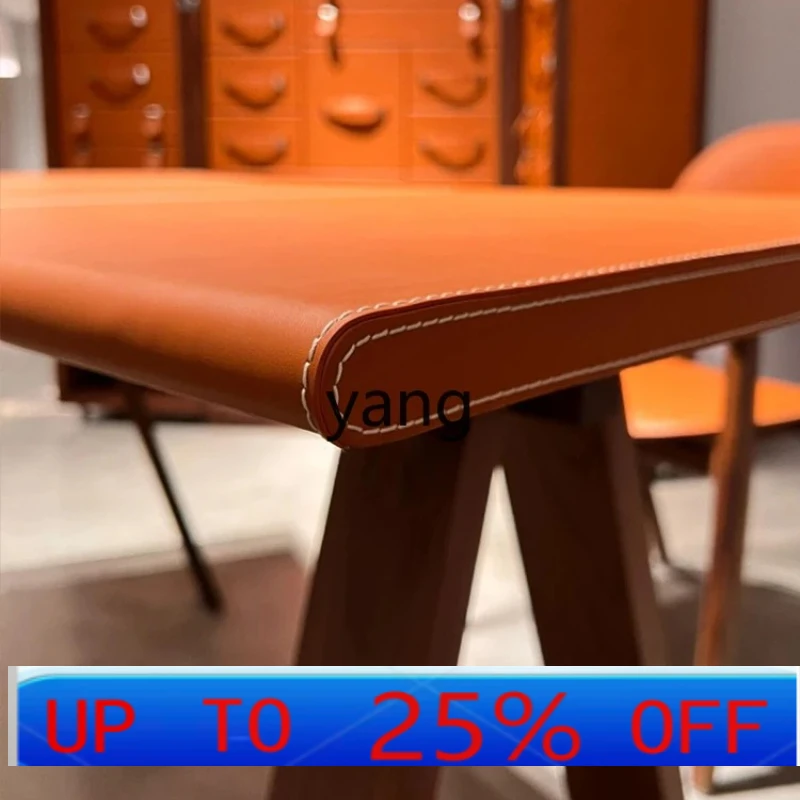 

LH Solid Wood Desk Saddle Leather Desk Workbench Simple Executive Desk