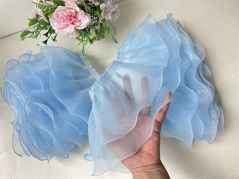 10 Yards/Packung. Hochwertige Spitze für Hochzeitskleider, doppellagiger Organza-Gürtel mit Wellenschliff, Spitzenzubehör RS24573 – Detail 23