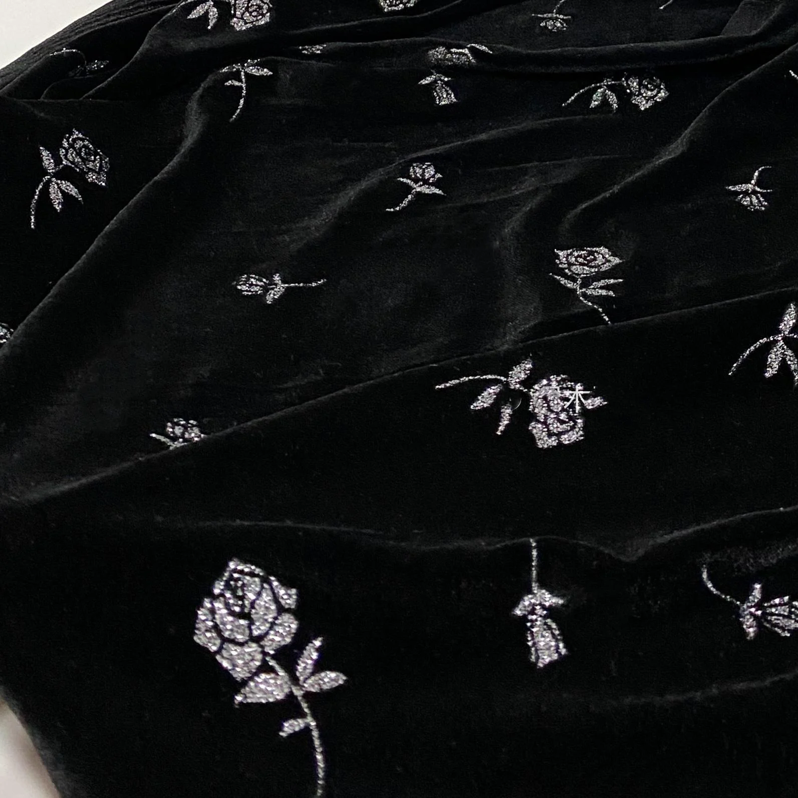 Black Rose Gold Velvet Fabric Bronzing Process Soft Cloth Women\'s Clothing Skirt Handmade Fabric Diy curtain slipcover