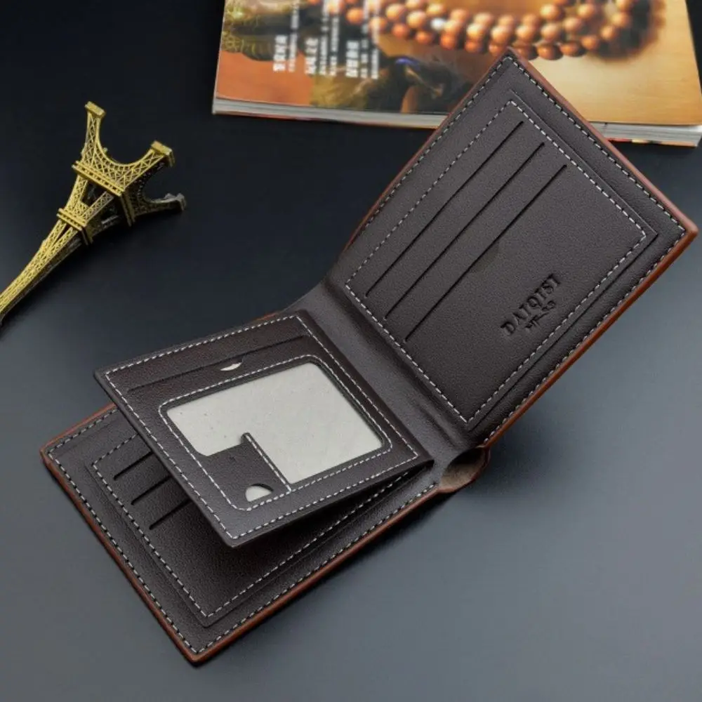 Carteira de Carteira de Motorista Masculina Carteira, Carteira Dobrável, Caixa de Dinheiro de Couro, Fino Billfold, Viagem Billfold