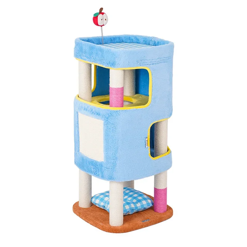 Climbing Frame Apartment Villa Cat Climbing Frame Double Deck Cat Nest Universal All Seasons Multi-cat Family Cat Scratch Board